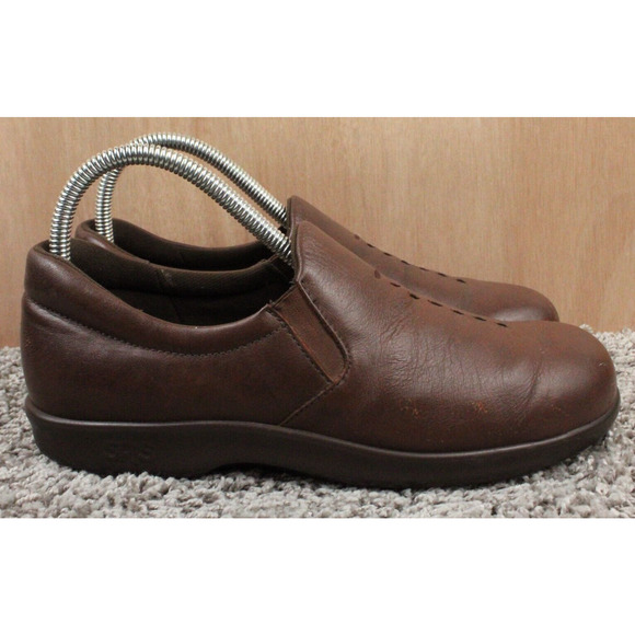 SAS Simplify Womens 7.5 Brown Leather Slip On Comfort Loafers Work Casual - Picture 1 of 11